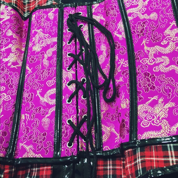 Rare Exotic Pink & Gold Brocade Corset & Thong Set - Picture 7 of 7